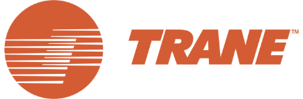 Orange Trane logo with a stylized circular design on the left and the word "Trane" in bold, capital letters on the right.