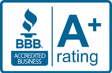 BBB Accredited Business logo with an A+ rating displayed.
